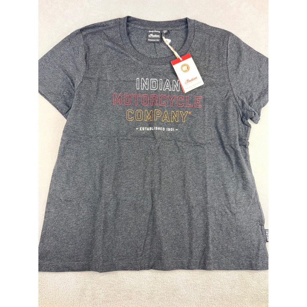 Indian Motorcycle Company Graphic T-Shirt Womens 2XL Charcoal Grey Short Sleeve